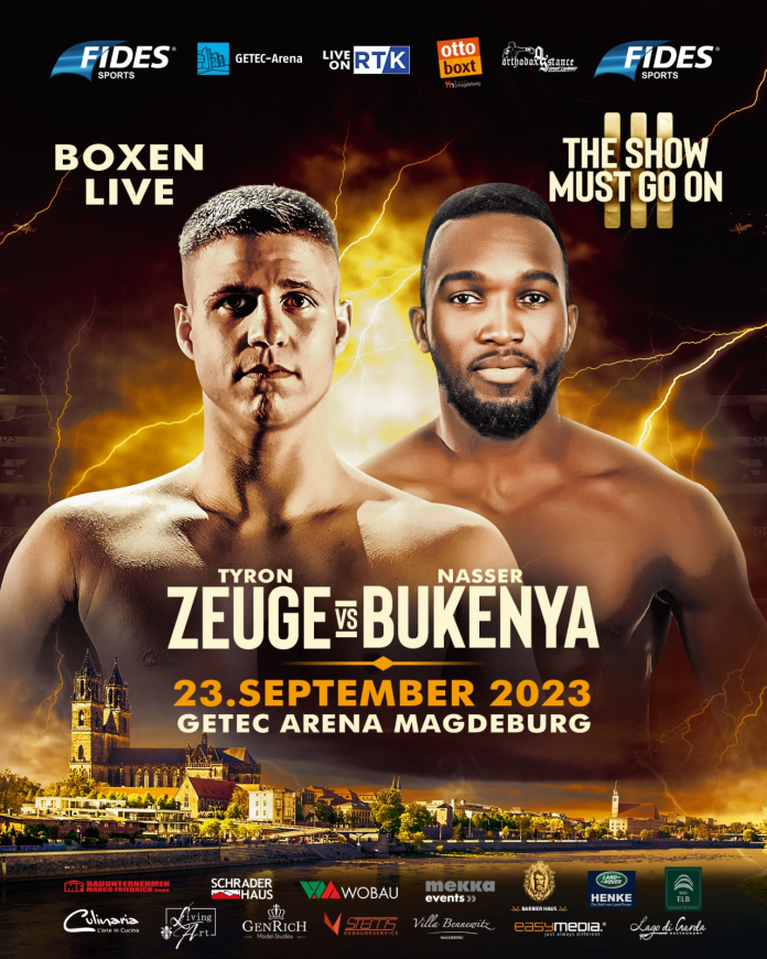 Plakat Boxevent Fides Sports in Magdeburg mit zwei Boxern
